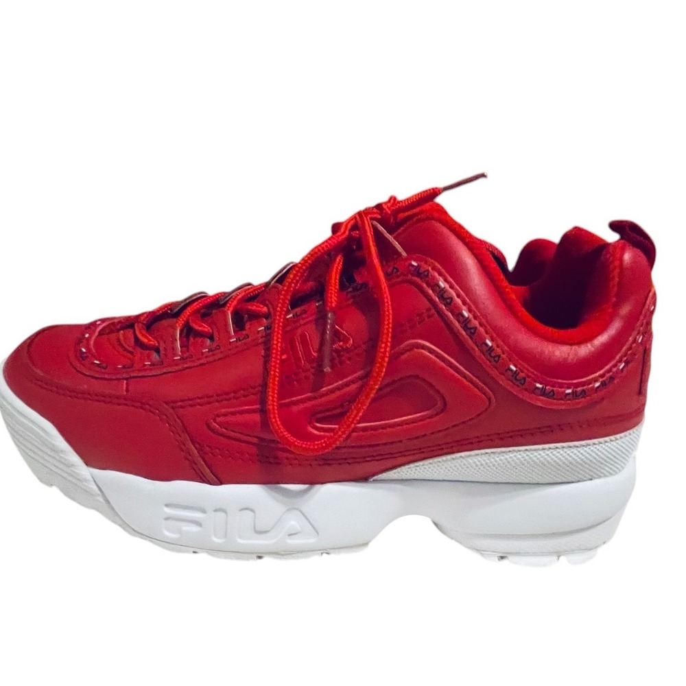 Fila Disruptor II Red Chunky Platform Sneakers Womens 8.5 Low Top 5FM00079-616